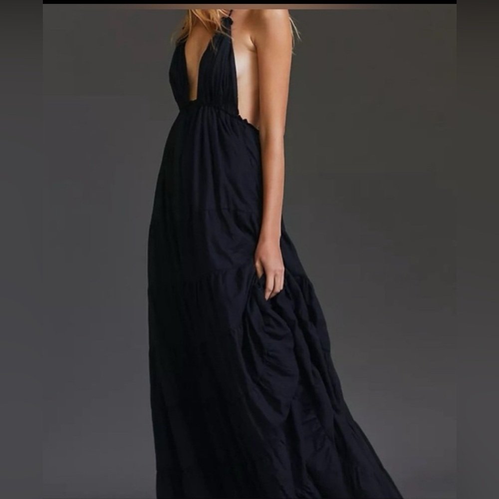 Anthropologie Erika Peña Rumba Halter Maxi Dress in Black One Size